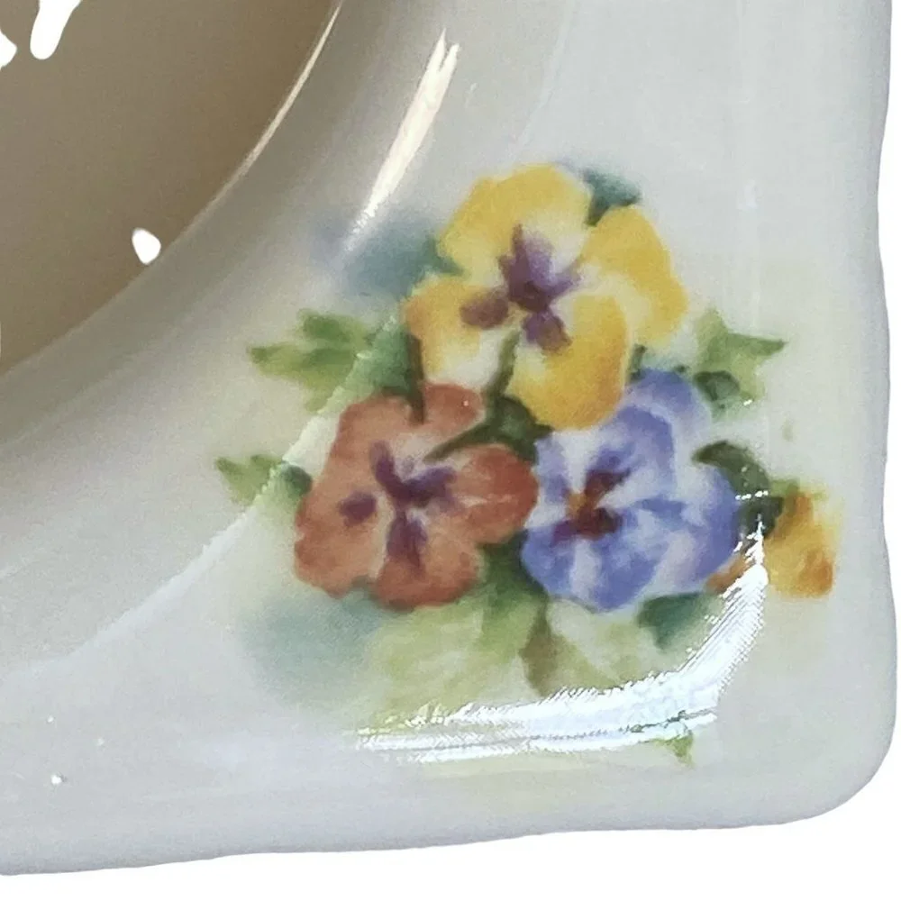 Pansies Frame Donegal Parian China Ireland Vintage Ceramic Photo Frame 6.25